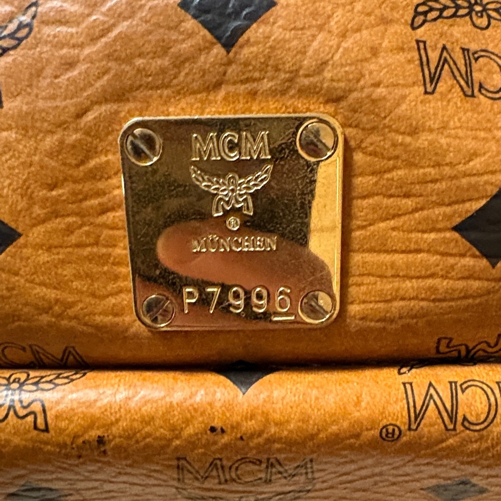 MCM Cognac Leather Satchel with Gold Accents - Picture 15 of 16